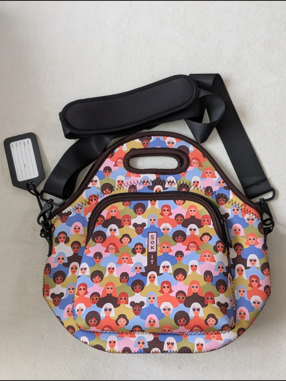 SOK-IT Insulated Neoprene Lunch Bag w/ Adjustable Shoulder Strap, Zipper
